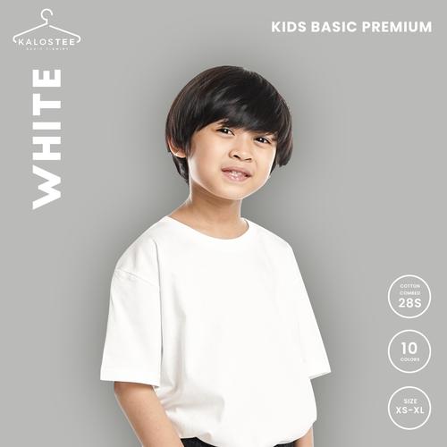 Foto Produk Kaos Polos KALOSTEE Premium Basic 28s 100% Cotton Anak - White - XS dari Kalostee ID