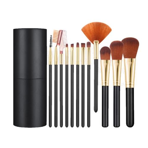 Foto Produk Semua Gratis - Alat Make Up 12 Kuas / Make Up Tools / Brush / Kosmetik - Hitam Gold dari Semua Gratis