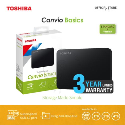 Foto Produk Toshiba Canvio Basic Hardisk Eksternal 1TB USB3.0 - Hitam + Pouch dari Toshiba Storage Official