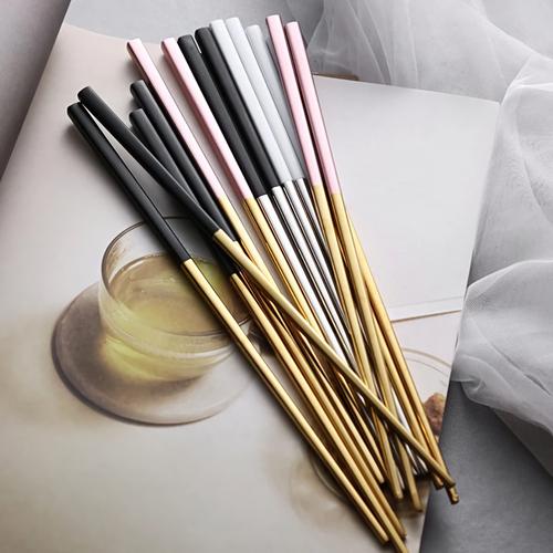 Foto Produk Sumpit - Korean Style Chopstick - Premium stainless steel - Pink Gold dari gratohome