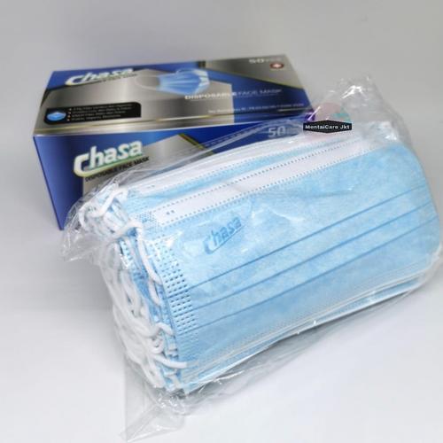 Foto Produk Masker 3 ply TERMURAH chasa isi 50pcs PO - Biru EMBOS dari MentaiCare Jkt