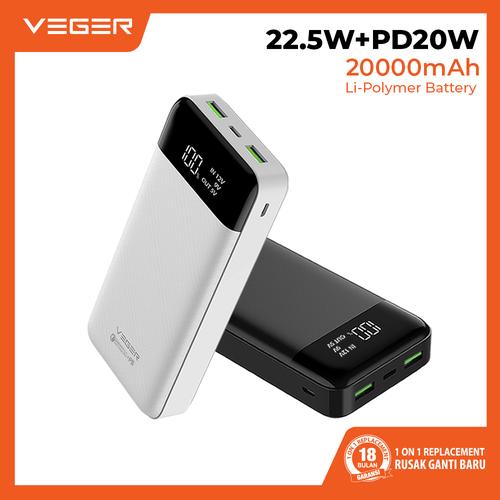 Foto Produk VEGER Q21 20000mAh Digital Display PowerBank Quick Charge QC 3.0 + PD - Putih dari Veger