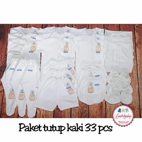 Foto Produk PAKET HEMAT BAYI NEWBORN 33 PCS PUTIH POLOS - 0-3 Bulan, PAKET TK dari linsbabyshop