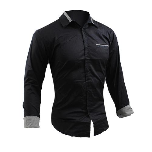 Foto Produk GARAF RAFFI KEMEJA PRIA LENGAN PANJANG SLIMFIT ATASAN PRIA POLOS PUTIH - Hitam, M dari Garaf Official