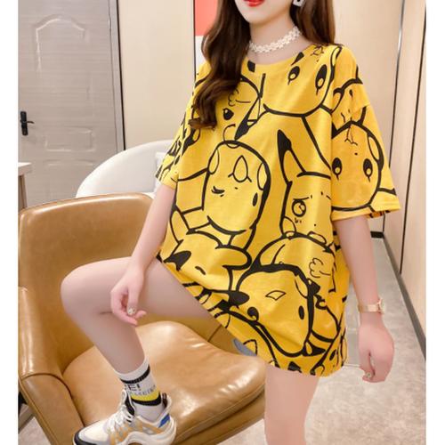 Foto Produk T SHIRT Panjang Pokemon Yellow Pikachu Semi Dress Jumbo Oversized dari Grosir Korean style