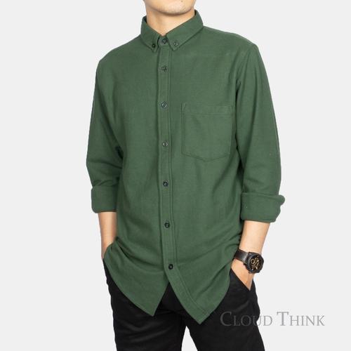 Foto Produk Kemeja Pria Lengan Panjang Original Brand Cloud Think Cotton Pique - Hijau, XL dari Kurnia Olstore