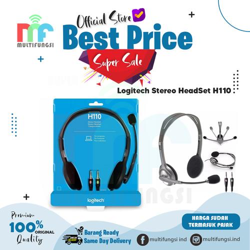 Foto Produk Head set LOGITECH H-110 3.5mm dual plug computer headset H110 dari Multifungsi Online
