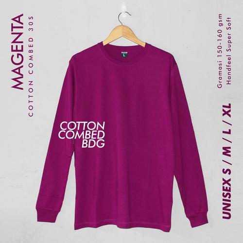 Foto Produk KAOS POLOS LENGAN PANJANG MAGENTA PRIA WANITA BAHAN COTTON - S dari COTTONCOMBEDBDG OFFICIAL