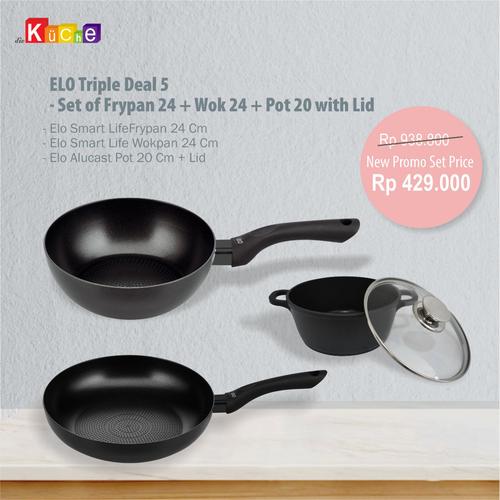 Foto Produk ELO Triple Deal 5 - Set of Frypan 24 + Wok 24 + Pot 20 with Lid dari Diekuche Fackelmann