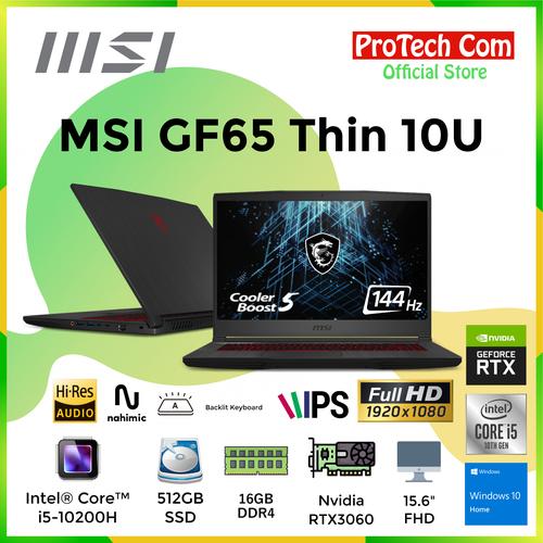 Foto Produk LAPTOP GAMING MSI GF65 10UE-202 i5-10200H 16GB 512GB RTX3060 6GB W10 dari Protech Computer