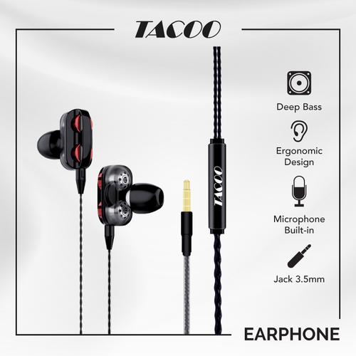 Foto Produk TACOO Earphone In-Ear Earbuds HIFI Suara Jernih dengan Mikrofon dari TACOO Official Store