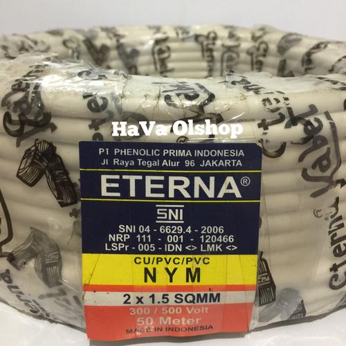 Foto Produk KABEL KAWAT ETERNA NYM 2x1.5 PER METER (PUTIH) dari HaVa Olshop
