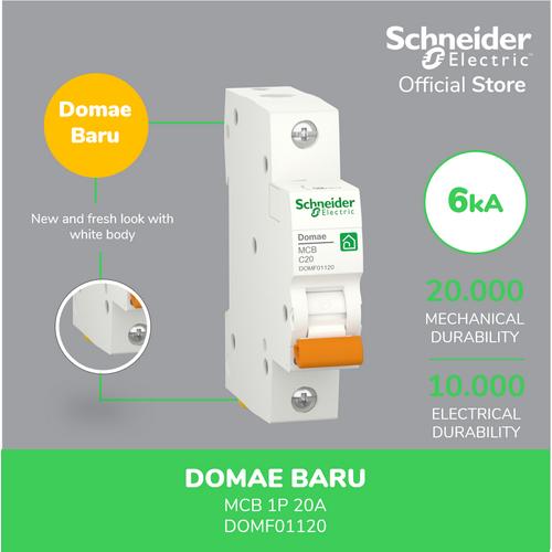 Foto Produk Schneider Electric NEW DOMAE MCB 20A 1P - DOMF01120 dari Schneider Electric Home