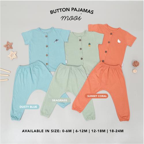 Foto Produk Setelan bayi short sleeve button pajamas Mooi - 0-6 MONTHS, SUNSET CORAL dari Mooi Official