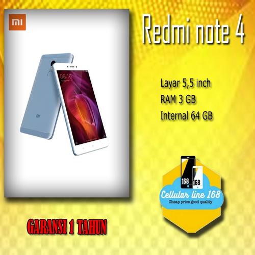 Foto Produk Xiaomi Redmi Note 4 RAM 3GB Memori 64GB Garansi Distributor 1 Tahun dari cellularline168