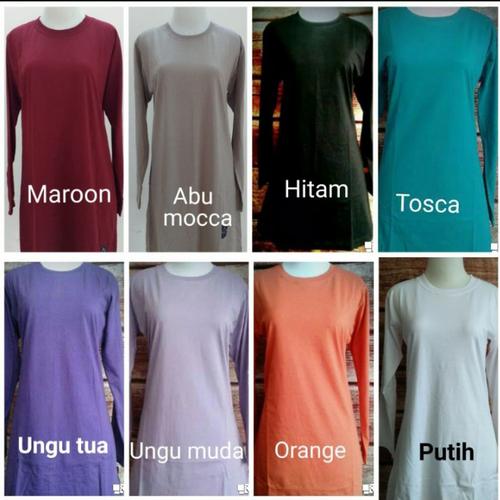 Jual Tunik Kaos Polos Muslimah Lengan panjang Olahraga uk. S M L XL