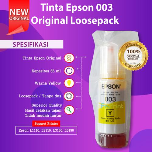 Gambar Tinta Epson 003 Original Printer L1110 L3110 L3116 L3150 L3156 L5190 - No Box YELLOW dari FixPrint Indonesia Kota Surabaya Tokopedia