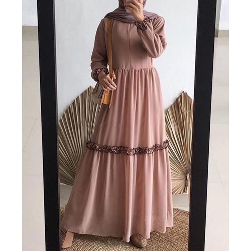 Foto Produk Baju Gamis Dress Wanita Muslimah Remaja Kekinian Rempel Febrina - Cokelat dari AzD Style