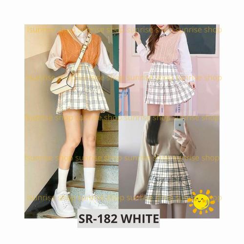 Foto Produk ROK TENIS ROK MINI KOREA TENNIS SKIRT KOTAK KOTAK TARTAN SKIRT KOREA - SR-182 WHITE, M dari RubyStar11