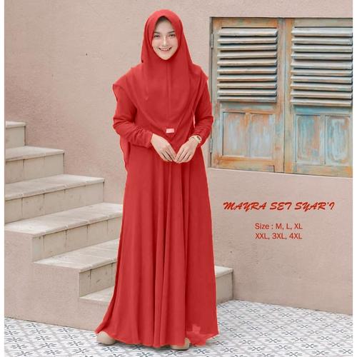 Gambar 3 TIGA - MAYRA SET SYARI / Gamis Plus Kerudung / Gamis Plus Jilbab - merah cabe, M dari 3 TIGA STORE Kota Bandung Tokopedia
