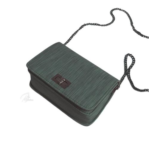 Foto Produk TAS SELEMPANG SERAT KAYU SLING BAG WANITA LOVE LIFE CHAIN STRAP RANTAI - Hijau Army dari ISE Store