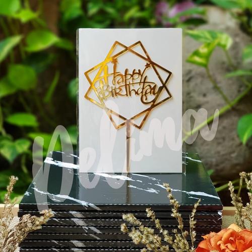 Foto Produk cake topper happy birthday / hiasan kue ulang tahun akrilik 15 x 7 cm - 04-gold dari Bingke Delima