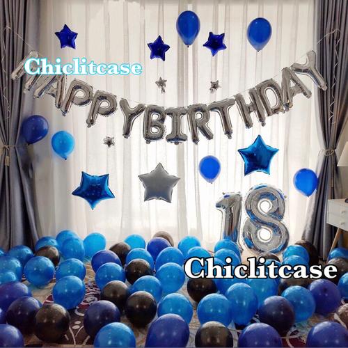 Foto Produk Dekorasi set pesta ulang tahun tema biru blue birthday party balon dari chic lit case