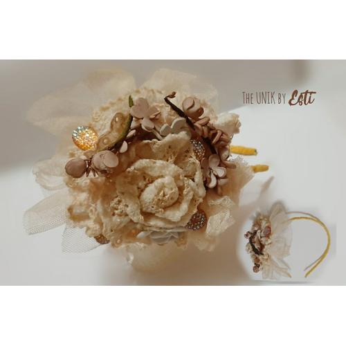 Jual Bando Fascinator Bunga Cream 