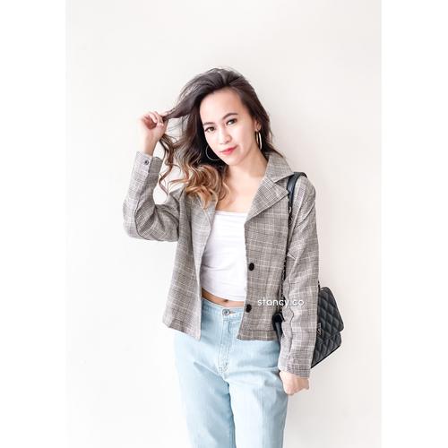 Gambar Vanisha Blazer by Stay Fancy / Blazer Murah / Blazer Korean - Abu-abu dari Stancyco Kota Depok Tokopedia
