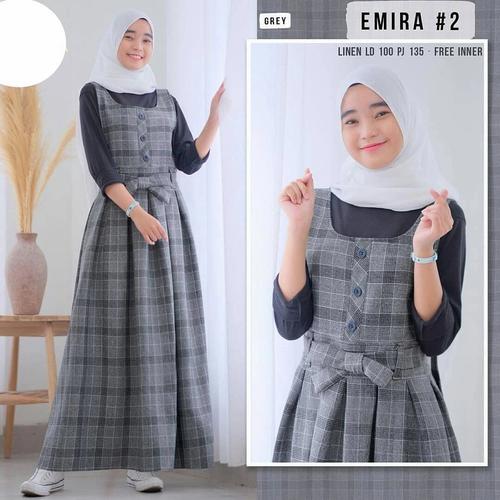 Foto Produk Overall Set Wanita Remaja Emira Free Inner Fashion Muslim Baju Wanita - Grey dari Grosir Pakaian Wanita Bandung