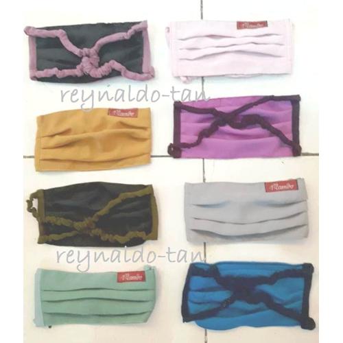 Foto Produk 12 Pcs Masker Kain Hijab Polos Warna Tali Kerut dari reynaldo-tan