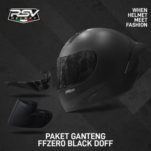 Gambar PAKET GANTENG FFZERO BLACK DOFF + VISOR + SPOILER GPR - M, VISOR DARKSMOKE dari RSV Helmet Official Kota Bandung Tokopedia
