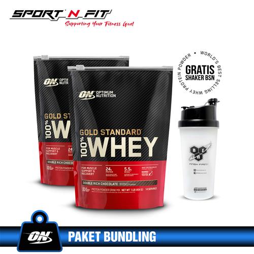 Foto Produk Paket Bundling Optimum Whey Gold Standar 1LB + Whey Gold standar 1Lb - Coklat dari Sport N Fit