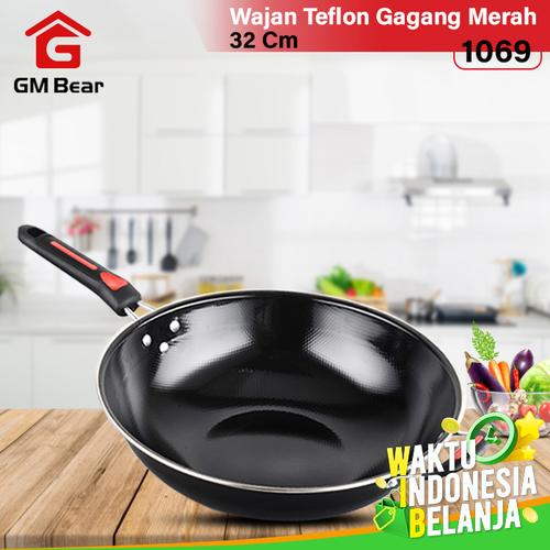Foto Produk GM Bear Panci Gagang Merah 32cm 1069-Panci Penggorengan Teflon dari GM Bear