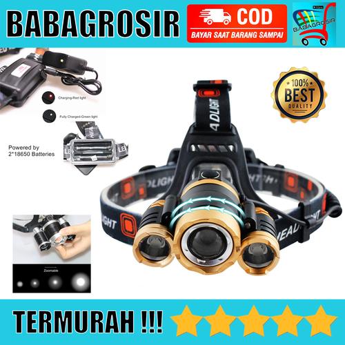 Foto Produk Senter Headlamp Cree XM-L 3T6 15000 Lumens TaffLED - IHT425H1 - Hitam dari Baba Grosir