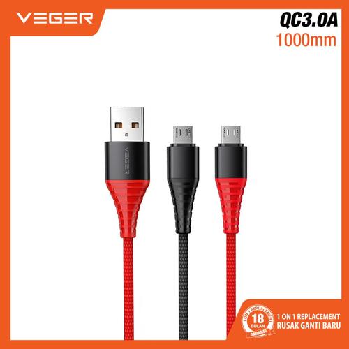 Foto Produk VEGER Kabel Data Cable VG-100 USB MICRO 3.0 Fast charging 1000mm - Hitam dari Veger