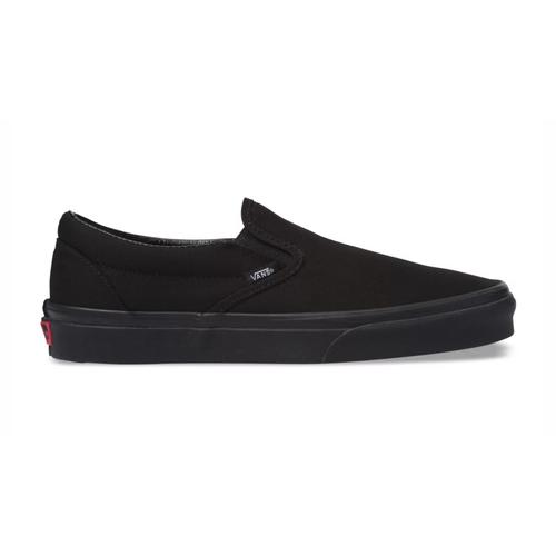 plain black vans slip ons