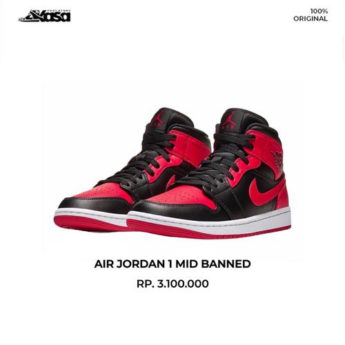 Jual AIR JORDAN 1 MID BANNED - 40.5 - Kota Bandung - akasafootstore |  Tokopedia
