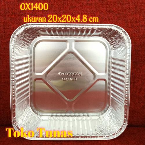Foto Produk Loyang /tray Alumunium foil OX1400 1400- ukuran 20x20 cm "Best Fresh" dari Toko Tunas