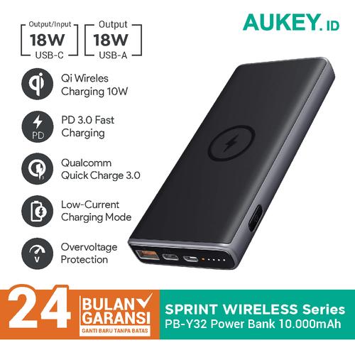 Foto Produk Aukey Powerbank PB-Y32 10000mAh Wireless Charging with PD&QC - 500437 dari AUKEY