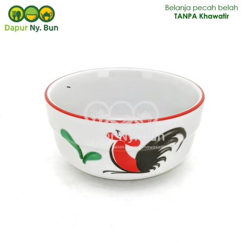 Foto Produk Mangkok Nasi Kecil STACKABLE Motif Ayam Jago Seri 2 Ukuran 4 Inch dari Dapur Ny.Bun