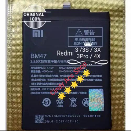 Foto Produk Baterai Xiaomi Redmi 3 3S 3X 3Pro 4X BM47 Battery Batre Original 100% dari Cindy acc shop
