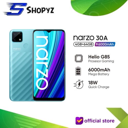 Foto Produk REALME NARZO 30A - 6000mAh HELIO G85 - 4GB 64GB 4/64 - GARANSI RESMI - Laser Black dari Shopyz ID