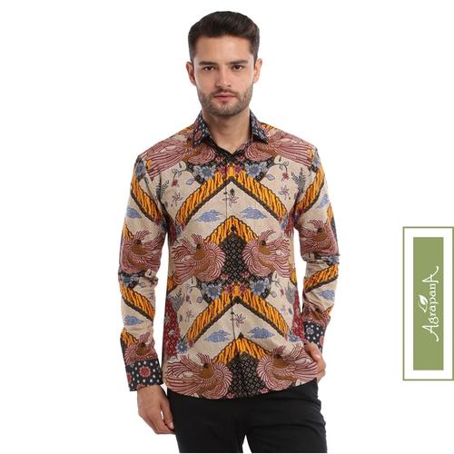 Foto Produk Kemeja Batik Slimfit Pria Lengan Panjang Slim Fit Agrapana Bhamana - Cokelat, S dari Agrapana Batik