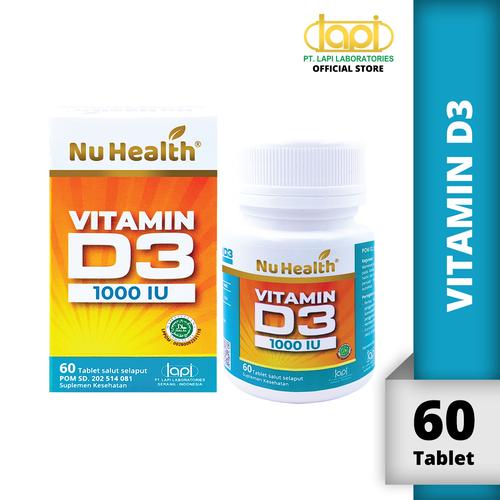 Gambar Nu Health Vitamin D3 1000 IU - Botol isi 60 Tablet - Vitamin D3 dari Lapi Official Shop Jakarta Utara Tokopedia
