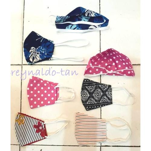 Foto Produk 12 Pcs Masker Kain Monyong Hijab Motif - 2 ply Tali Karet dari reynaldo-tan