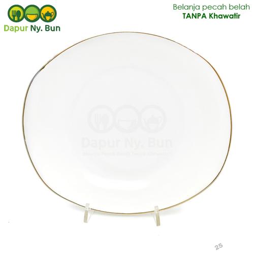Foto Produk 1 Pc Piring Keramik Saji Bentuk OVAL Motif List Ukuran 9 Inch dari Dapur Ny.Bun