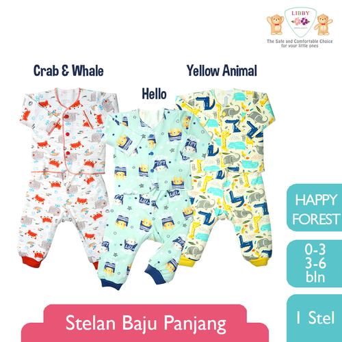 Gambar LIBBY (1 STEL) Stelan Baju Panjang Newborn Happy Forest - Hello, 3-6 Bulan dari Libby Baby Official Shop Jakarta Barat Tokopedia