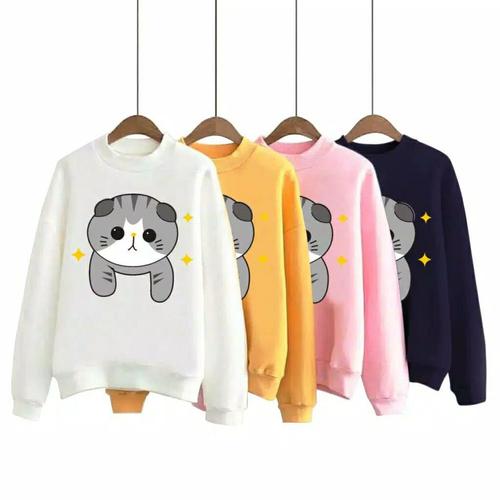 Foto Produk Atasan Anak Remaja Cat Baju Anak Lengan Panjang Kaos Anak Perempuan - Putih dari Gracecoll