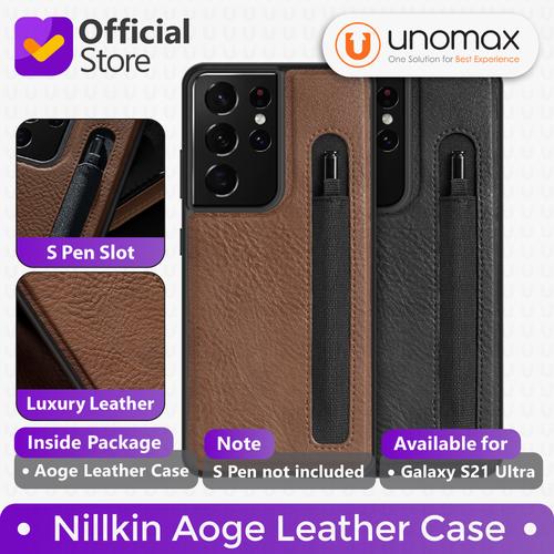 Foto Produk Case Samsung Galaxy S21/Plus/Ultra Nillkin Aoge Leather S Pen Holder - S21 Ultra, Black dari unomax